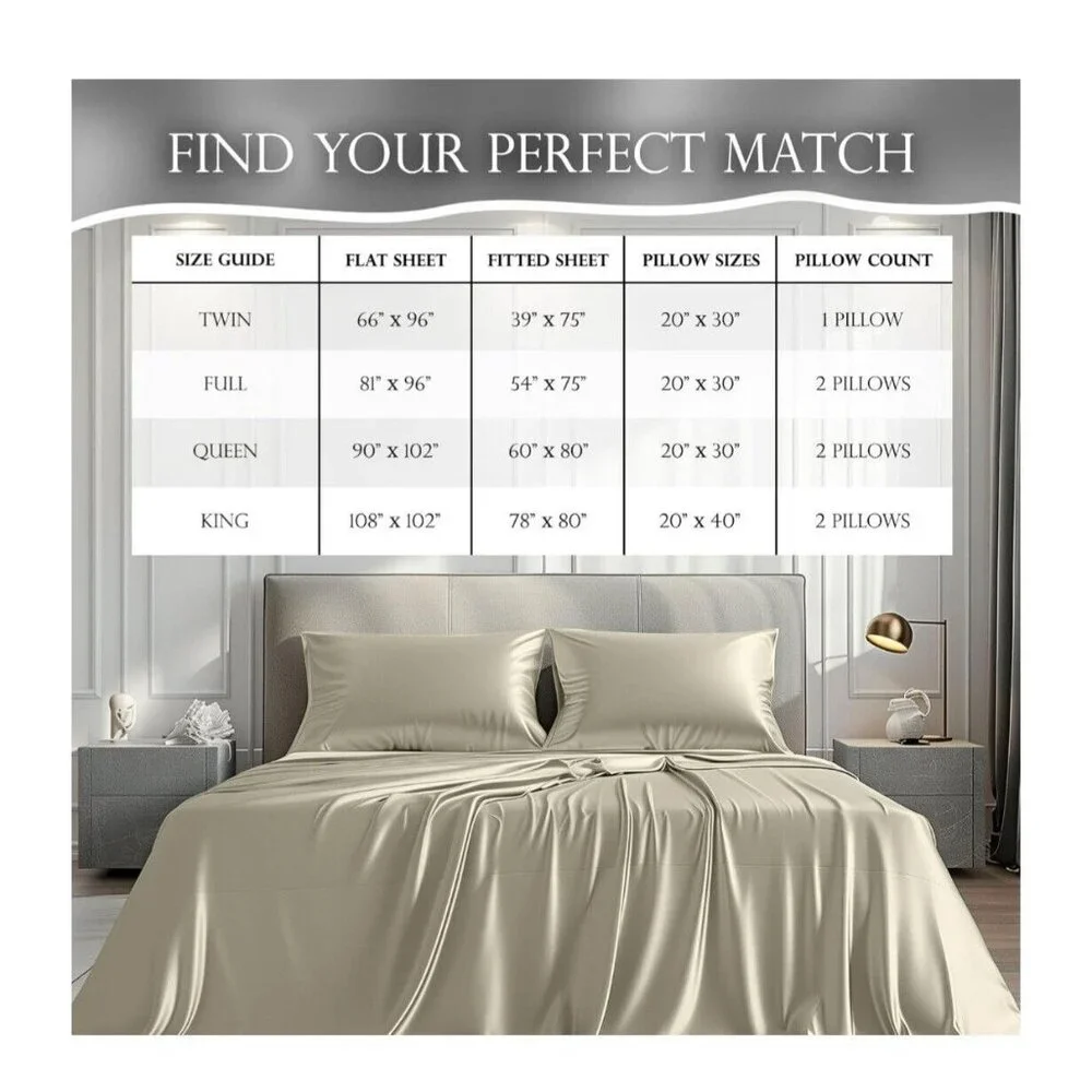 Luxury Satin Bed Sheet‎ Set With 15